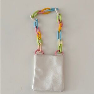 White Bag with Colorful Chain Strap